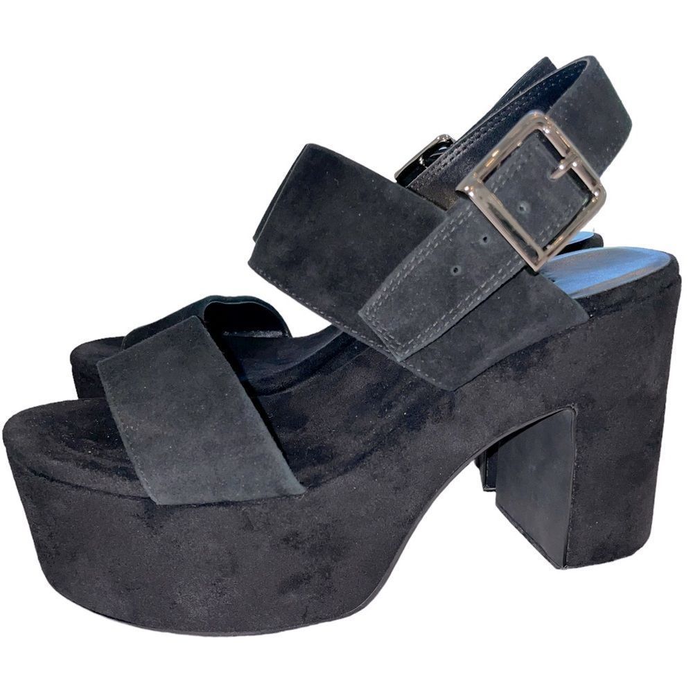 JEFFREY CAMPBELL Vegan 🌱 Black Suede Chunky Platform Sandals - NWOT